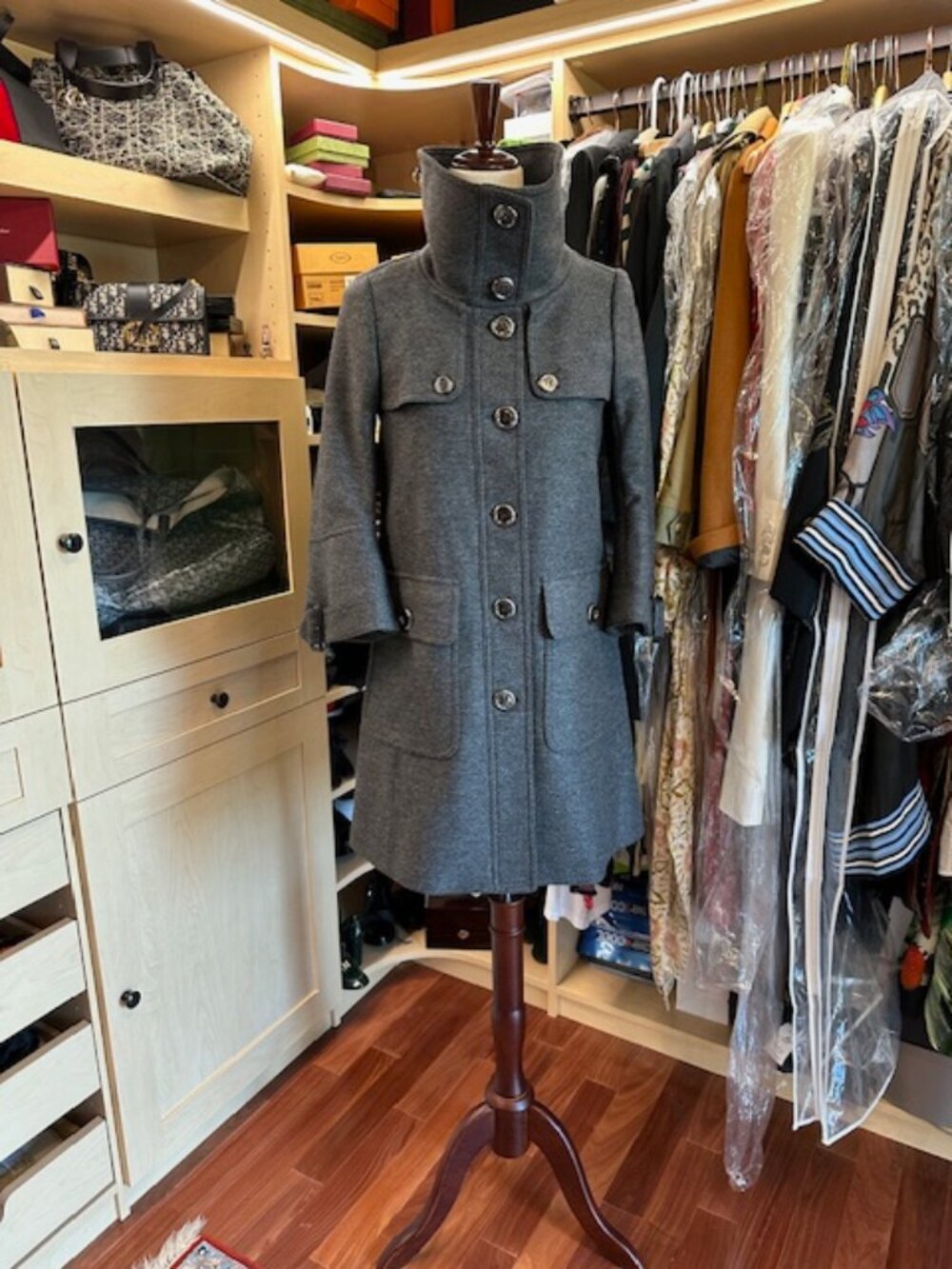 Burberry London Gray Wool Coat Size XS